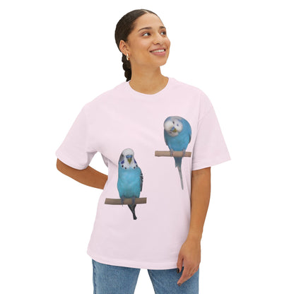 Colorful Budgie Boxy Tee, Comfortable Fashion, Bird Lover Gift, Casual Everyday Style, Unique Animal Tee,  Graphic Shirt