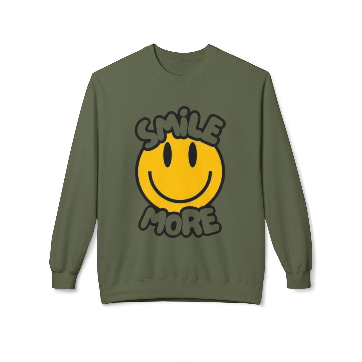 Smiley Face Fleece Crewneck Sweatshirt | Sweatshirt for Everyday Comfort, Gifts, Casual Wear, Smile More Apparel, Cozy Fashion