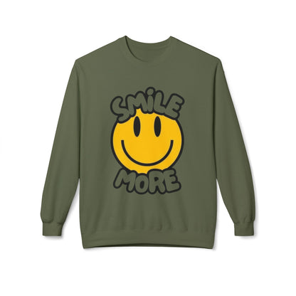 Smiley Face Fleece Crewneck Sweatshirt | Sweatshirt for Everyday Comfort, Gifts, Casual Wear, Smile More Apparel, Cozy Fashion