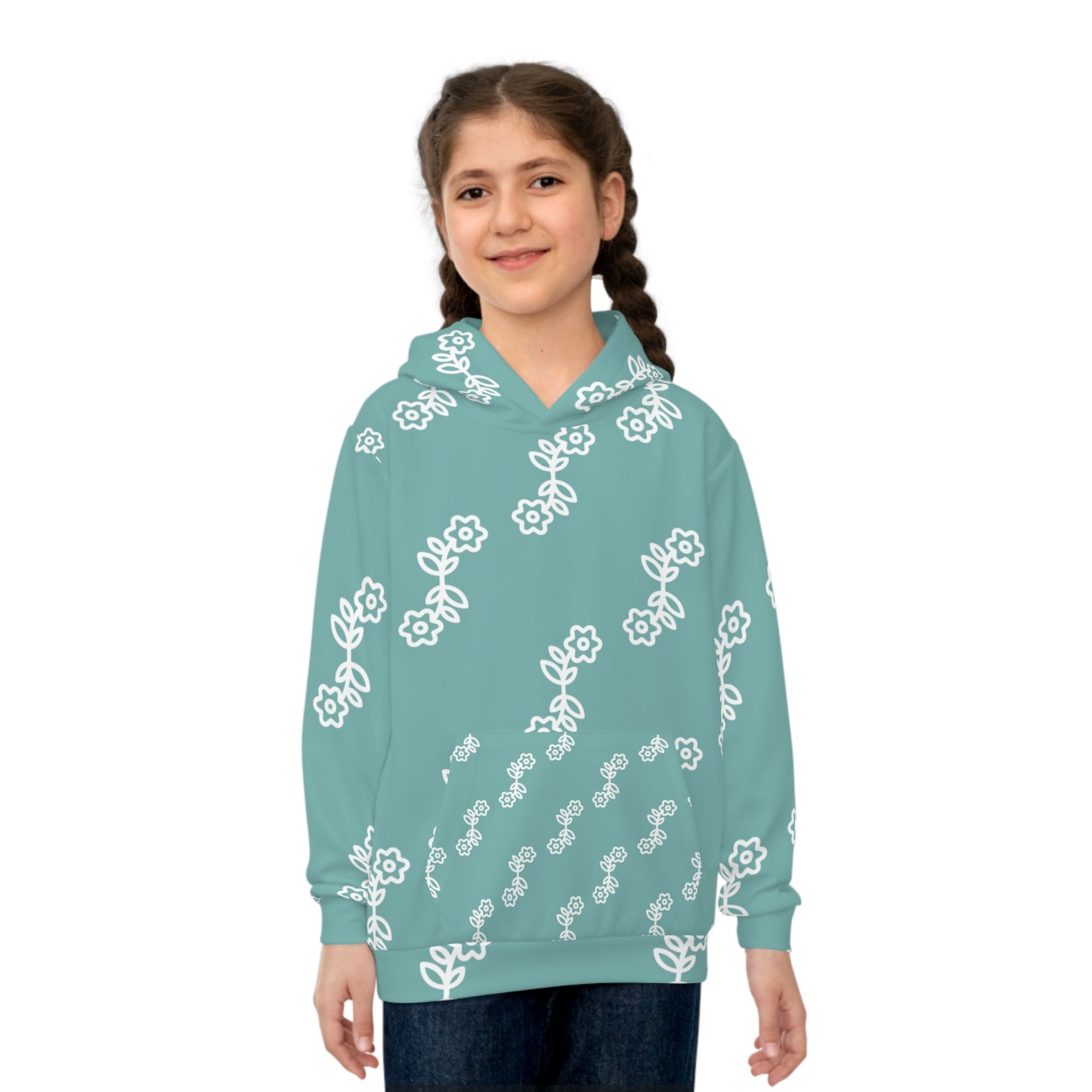 Floral Pattern Children's Hoodie, Cozy Kids Sweatshirt, Spring Fashion, Birthday Gift, Cute Toddler Hoodie, Gift for Girls
