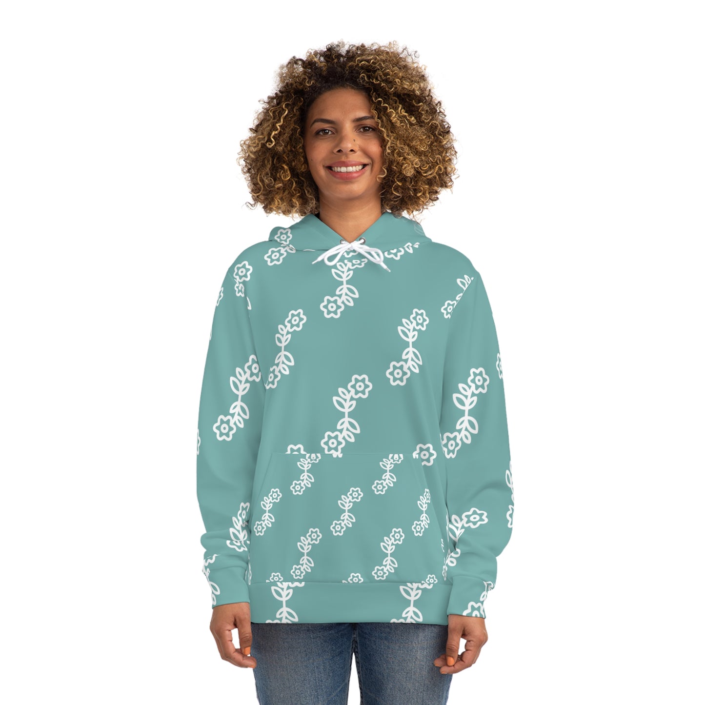 Floral Pattern Fashion Hoodie, Cozy Floral Sweatshirt, Trendy AOP Hoodie, Spring Fashion, Gift for Flower Lovers