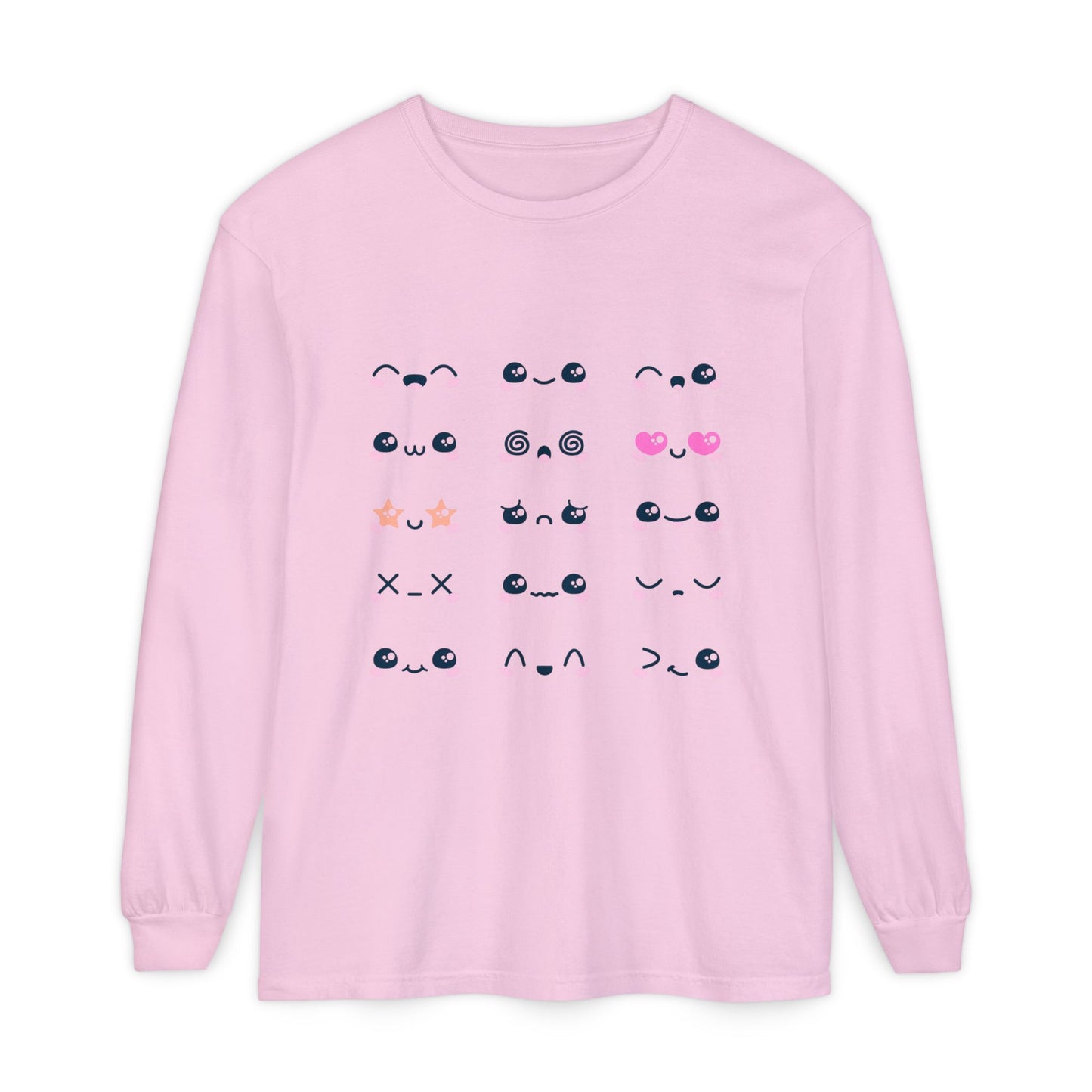 Cute Emojis Long Sleeve T-Shirt, Casual Wear, Gift for Friends, Cute Long Sleeve, Everyday Style, Graphic Tee
