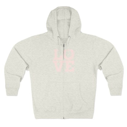 Zip Hoodie with Love Design, Cozy Streetwear for Couples, Valentine's Gift, Casual Wear, Everyday Comfort
