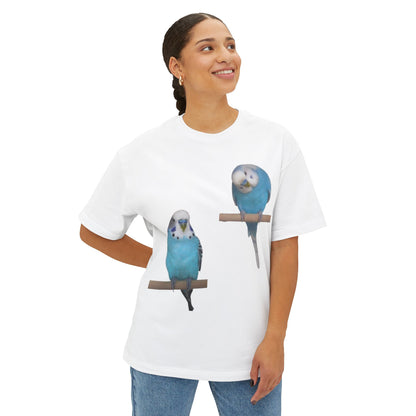 Colorful Budgie Boxy Tee, Comfortable Fashion, Bird Lover Gift, Casual Everyday Style, Unique Animal Tee,  Graphic Shirt