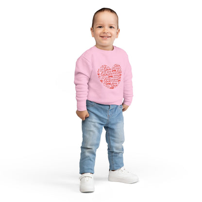 Toddler Love Heart Sweatshirt, Cute Baby Crewneck, Valentine Gift, Adorable Kids Apparel, Heart Sweatshirt for Toddlers