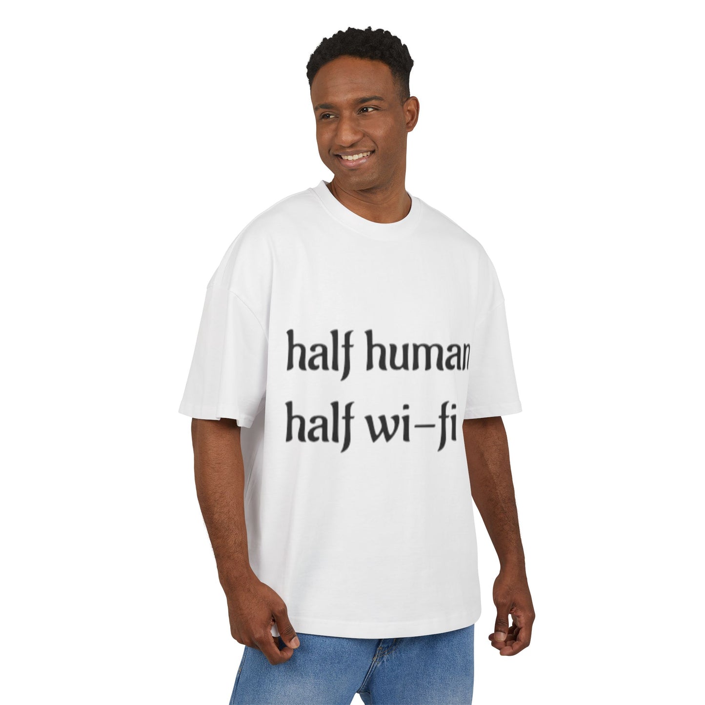 Half Human Half Wi-Fi Tee |  Cotton Box Shirt, Funny Graphic Tee, Gift for Tech Lovers, Quirky Casual Wear, Geeky Apparel