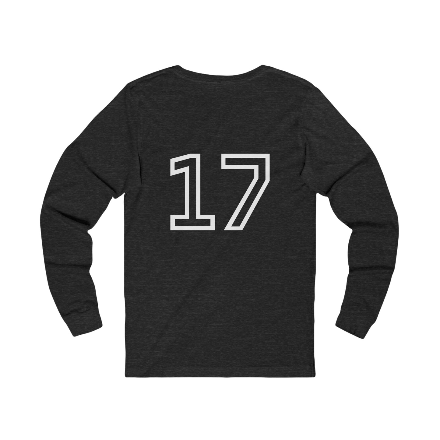 Minimalist  Long Sleeve Tee with Number 17, Casual Wear, Sports Life, Personalized Gift, Everyday Comfort, Fashion Statement