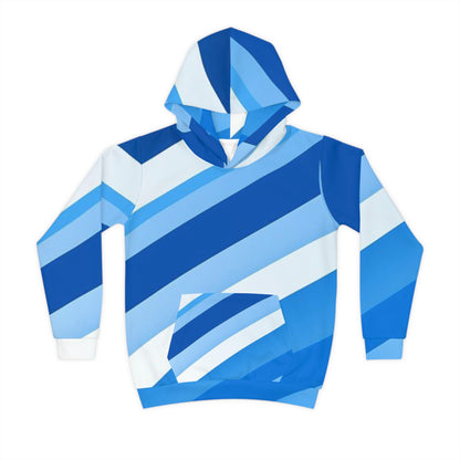 Vibrant Blue Striped Children's Hoodie, Cozy Kid's Apparel, Perfect for Playdates, Casual Wear, Birthday Gifts, Everyday Comfort