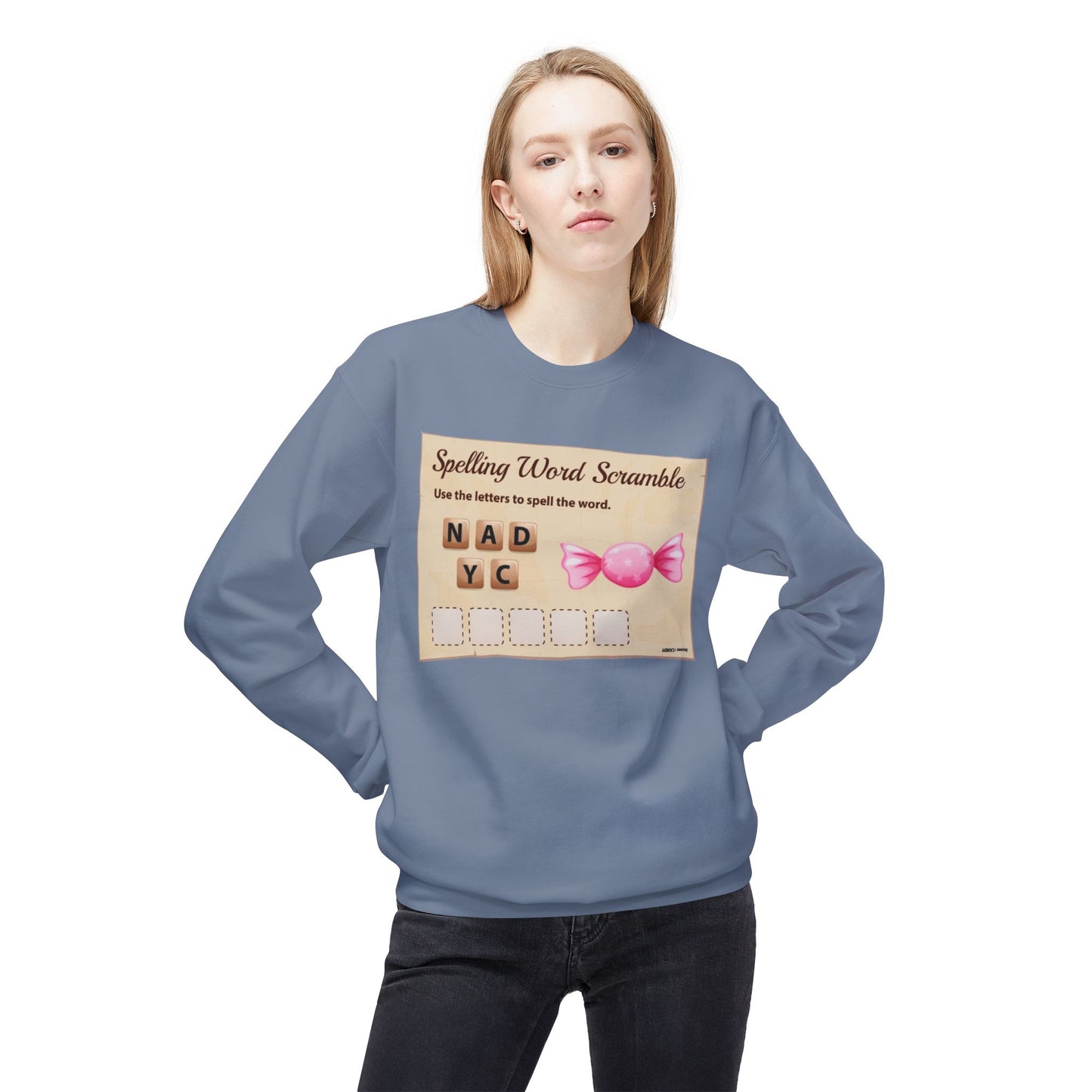 Creative Spelling Word Scramble Crewneck Sweatshirt, Fun Apparel, Unique Gift, Cozy Wear, Interactive Teaching Tool