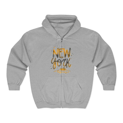 New York Adventure Hoodie,  Full Zip Sweatshirt, NYC Gift, Travel Fashion, Cool Streetwear, Casual Wear