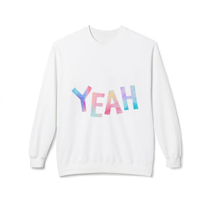 Colorful 'YEAH' Crewneck Sweatshirt,  Sweatshirt, Inspirational Gift, Cozy Fleece, Casual Wear, Everyday Comfort