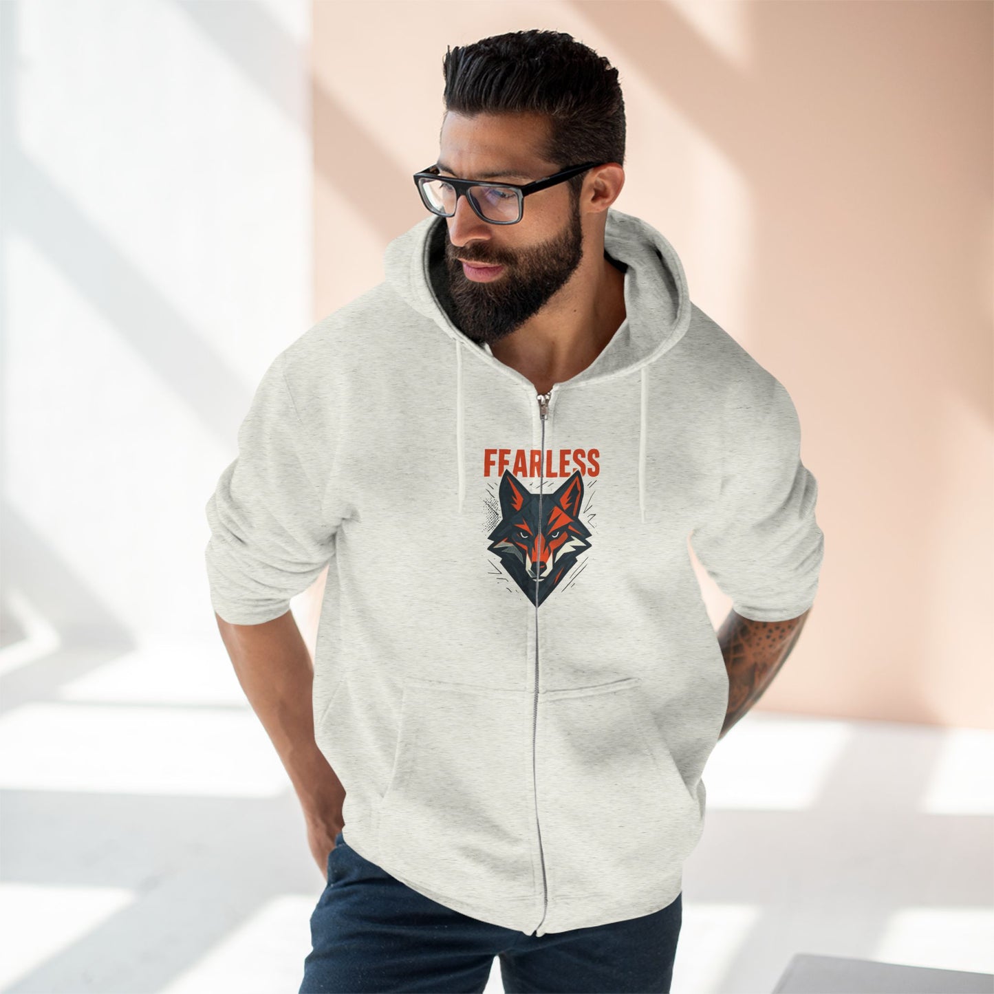 Fearless Wolf  Zip Hoodie | Cozy Layer for Adventurers, Perfect Gift for Animal Lovers, Everyday Casual Wear, Outdoor [...]