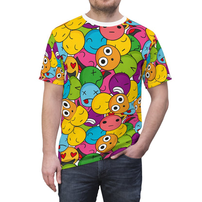 Colorful Emoji Tee, Fun & Quirky Graphic Shirt, Gift for Friends, Casual Wear, Birthday or Party Attire