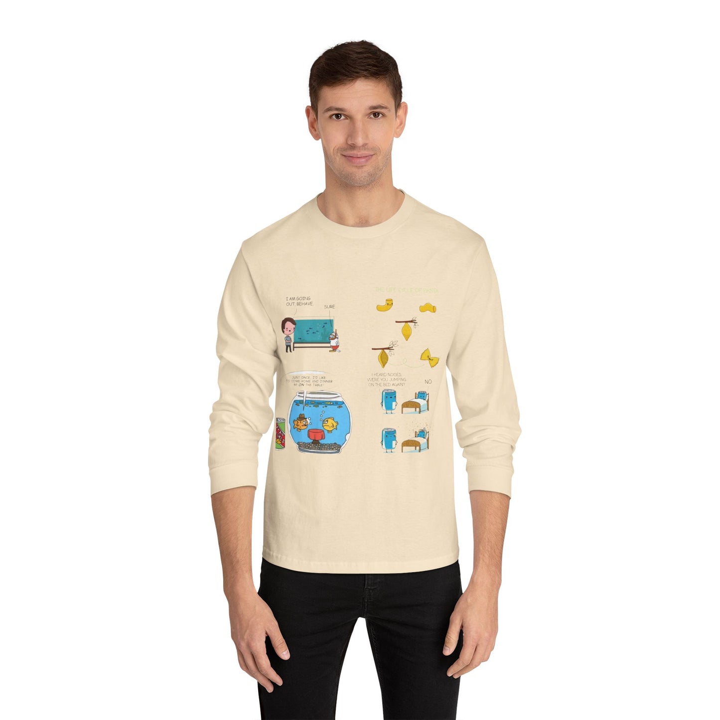 Whimsical Long Sleeve Tee for Creative Minds, Funny Gift, Casual Wear, Art-Inspired Fashion,  Graphic T-Shirt