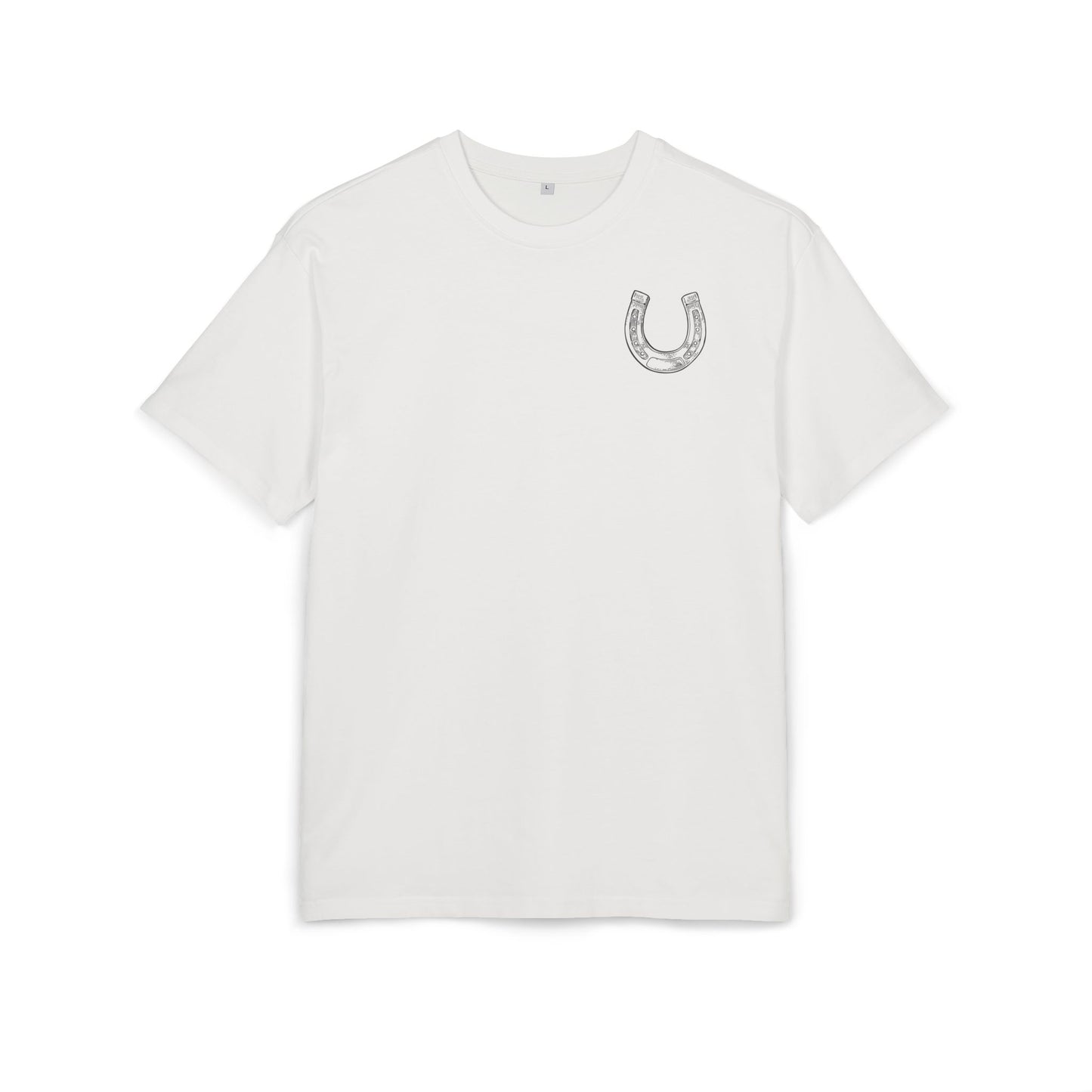 Casual Oversize Tee with Horseshoe Design, Comfortable Cotton Tee,  T-Shirt, Everyday Wear,  Relaxed Fit Tee