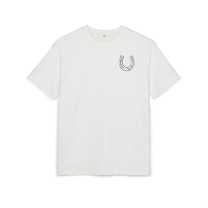 Casual Oversize Tee with Horseshoe Design, Comfortable Cotton Tee,  T-Shirt, Everyday Wear,  Relaxed Fit Tee