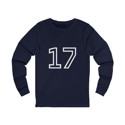 Minimalist  Long Sleeve Tee with Number 17, Casual Wear, Sports Life, Personalized Gift, Everyday Comfort, Fashion Statement