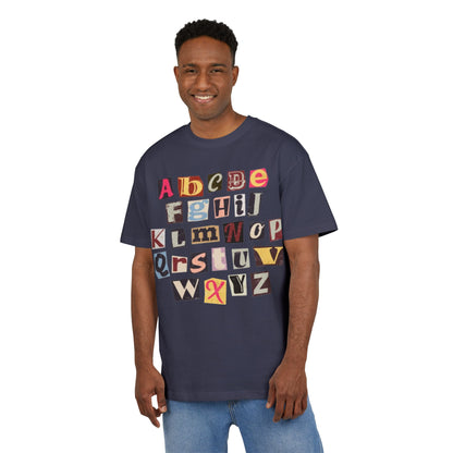 Playful Alphabet Oversize Tee, Comfortable Graphic Shirt, Casual Wear, Gift for Kids and Adults, Fun T-Shirt for Any Occasion