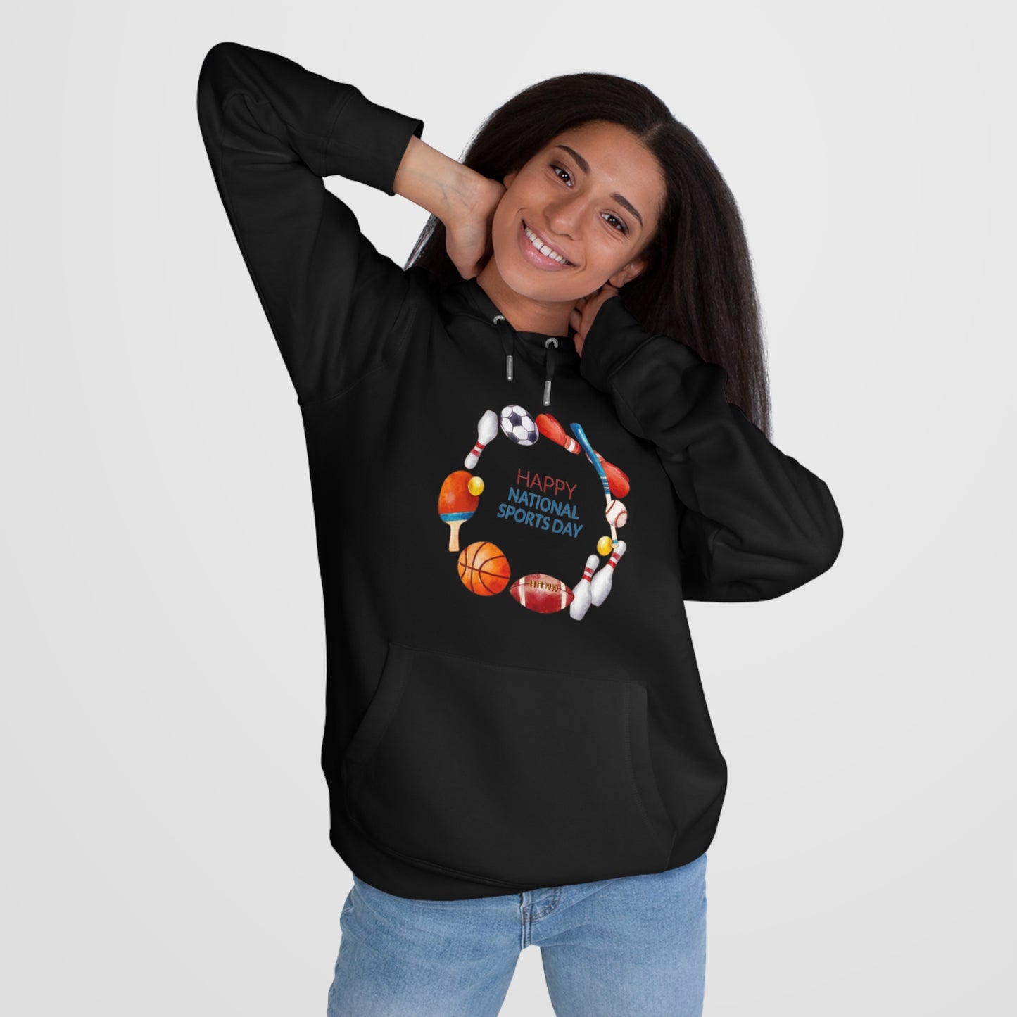 Happy Sports Day King Hooded Sweatshirt, Sports Lover Gift, Activewear, Casual Clothing, Athletic Hoodie, Sports Day Celebration