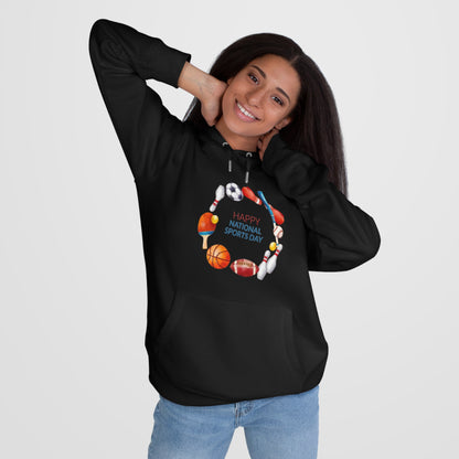Happy Sports Day King Hooded Sweatshirt, Sports Lover Gift, Activewear, Casual Clothing, Athletic Hoodie, Sports Day Celebration