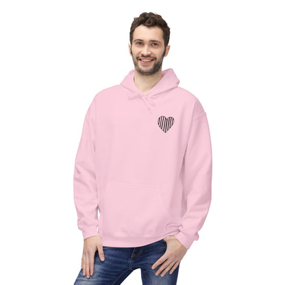 Striped Heart Fleece Hoodie - Soft, Cozy Apparel for All Seasons