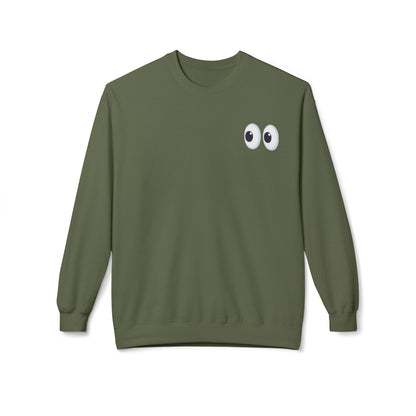 Cute Eyes Crewneck Sweatshirt, Cozy  Fleece, Perfect for Gifts, Casual Wear, Everyday Comfort