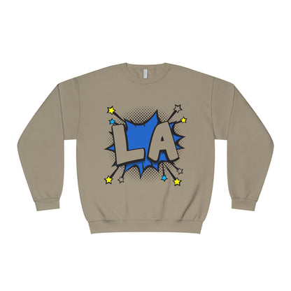 Cool LA Comic Style Crewneck Sweatshirt,  Graphic Sweater, Gift for Him, Her, Casual Wear