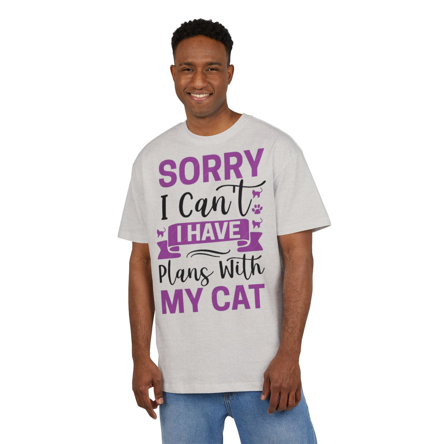 Cat Lover's Oversize Tee: Sorry I Can't, I Have Plans With My Cat - Funny Pet Tee, Gift for Cat Owners, Casual Everyday Wear, [...]