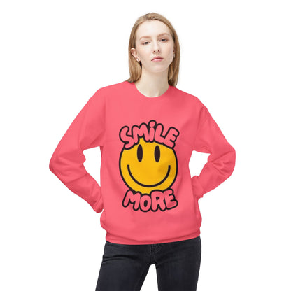 Smiley Face Fleece Crewneck Sweatshirt | Sweatshirt for Everyday Comfort, Gifts, Casual Wear, Smile More Apparel, Cozy Fashion