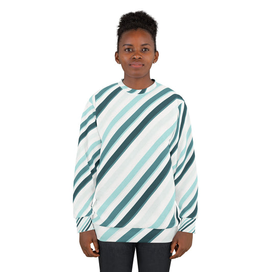 Stylish  Sweatshirt with Geo Stripes, Cozy Casual Wear, Gift for Her, Him, Best for Fall, Winter, Birthday, Holidays