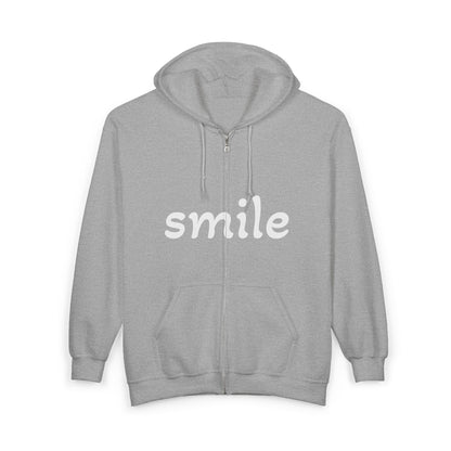 Smile  Zip Hoodie - Cozy Comfort for Everyday Style, Gift for Friends, Encouraging Apparel, Birthday or Casual Wear