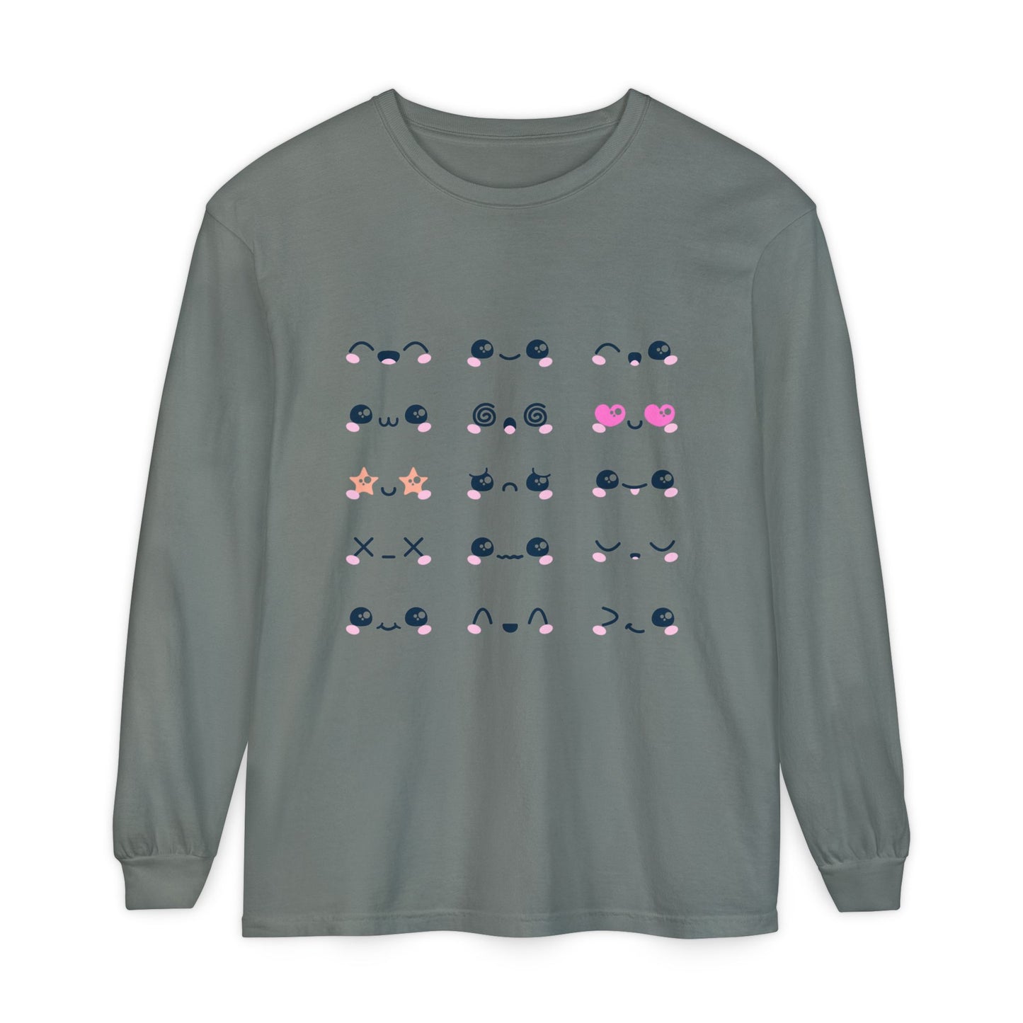 Cute Emojis Long Sleeve T-Shirt, Casual Wear, Gift for Friends, Cute Long Sleeve, Everyday Style, Graphic Tee
