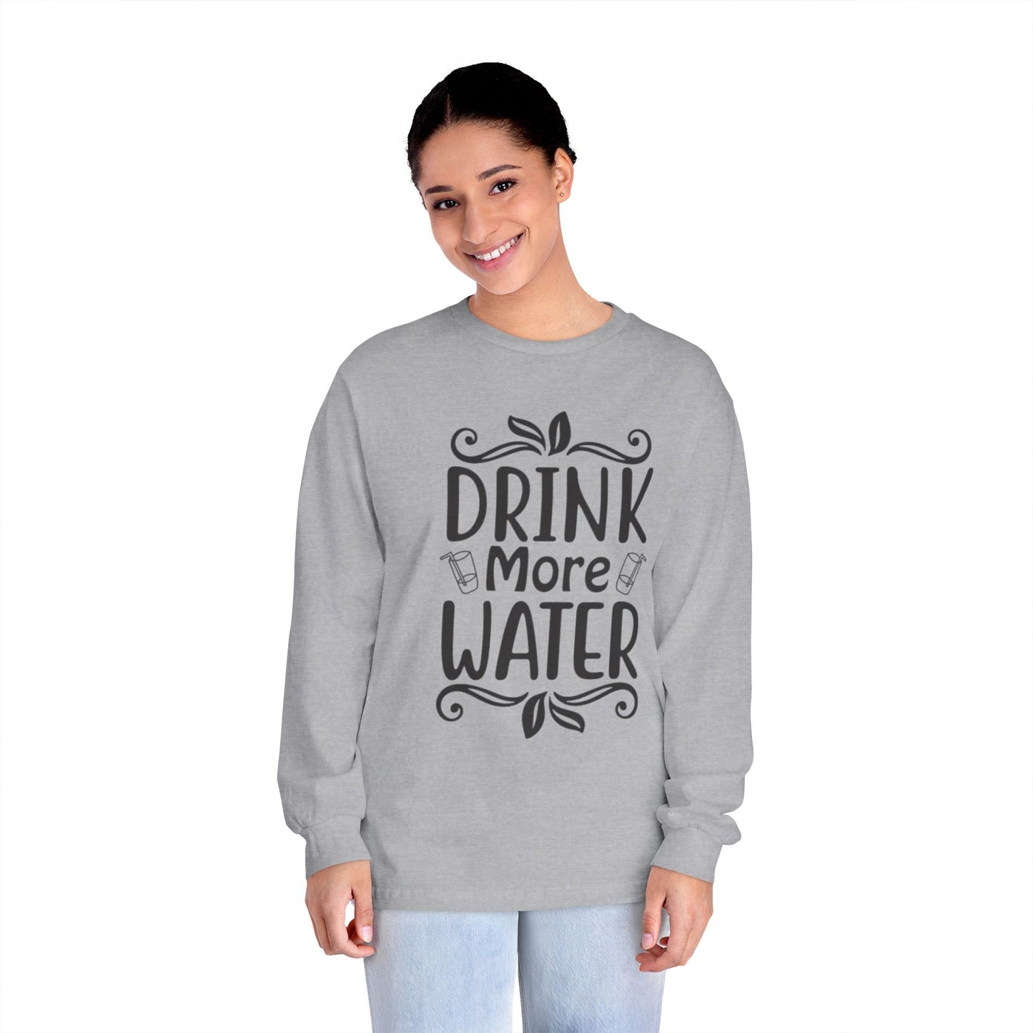Drink More Water Classic Long Sleeve T-Shirt, Hydration Reminder Top, Health Apparel, Gift for Wellness Enthusiasts, [...]