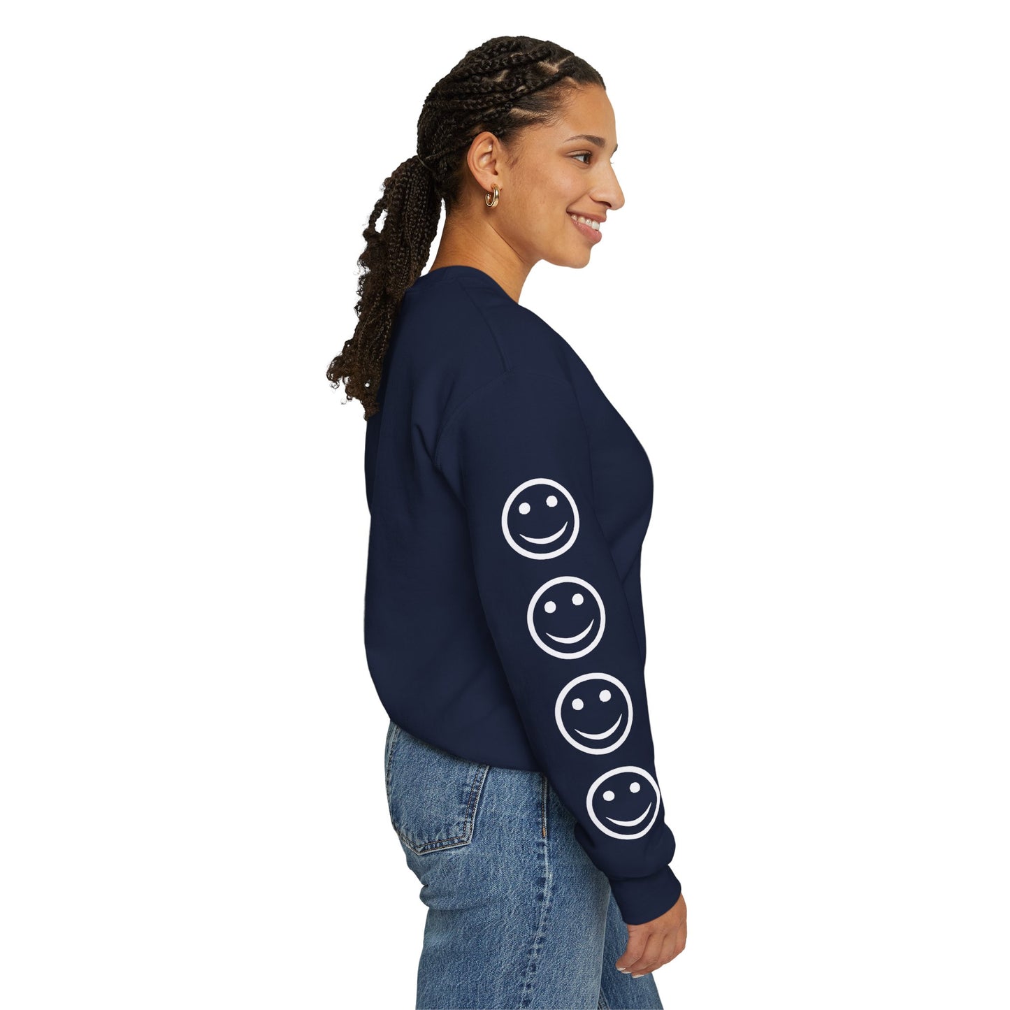 Smiley Face Crewneck Sweatshirt , Casual Wear, Gift for Friends, Cozy Layering, Everyday Comfort