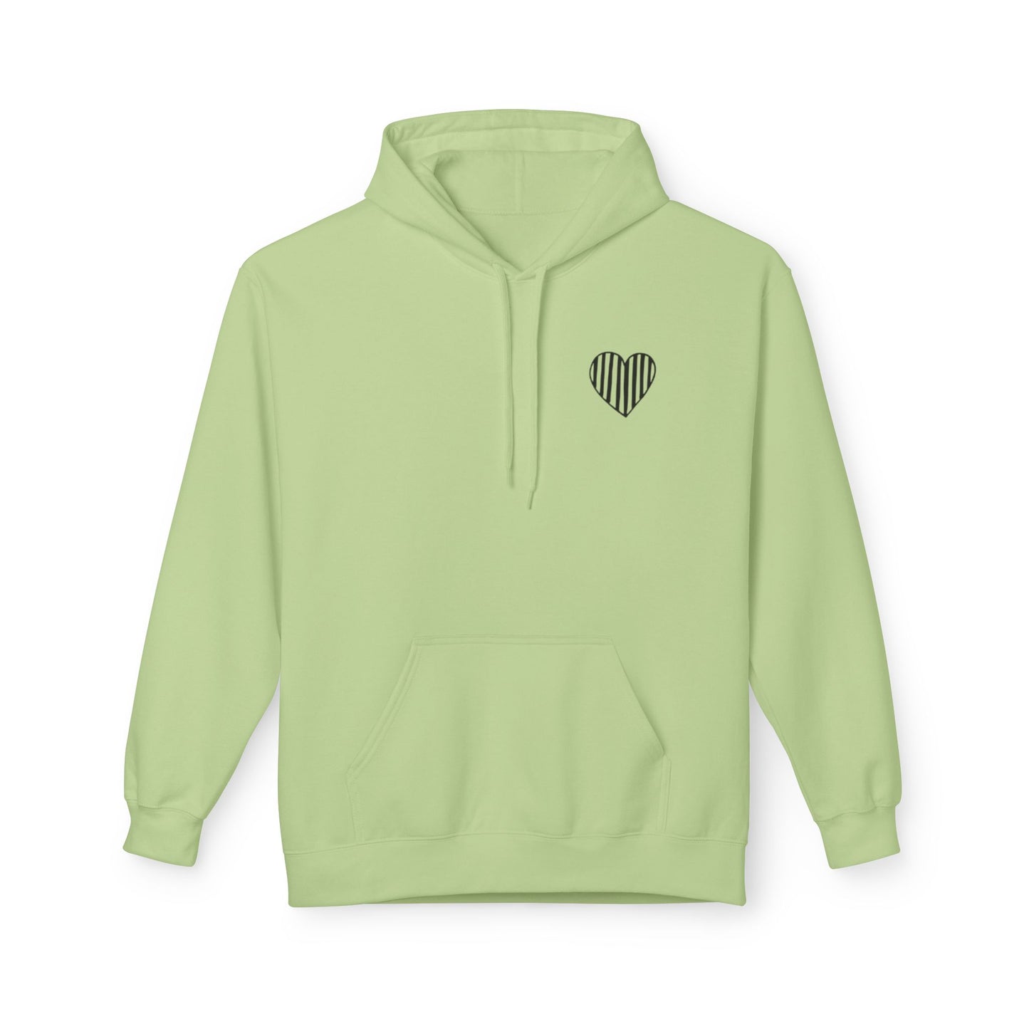 Striped Heart Fleece Hoodie - Soft, Cozy Apparel for All Seasons