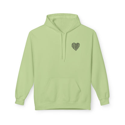 Striped Heart Fleece Hoodie - Soft, Cozy Apparel for All Seasons