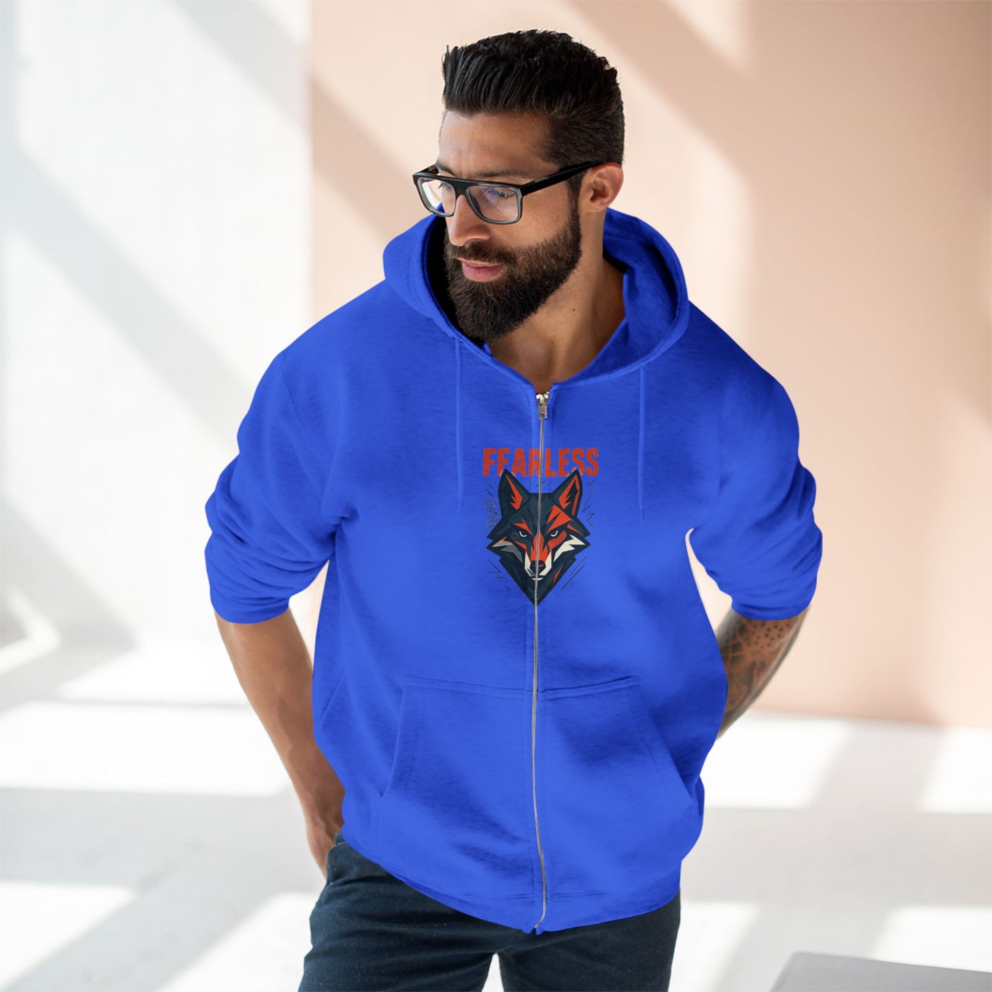 Fearless Wolf  Zip Hoodie | Cozy Layer for Adventurers, Perfect Gift for Animal Lovers, Everyday Casual Wear, Outdoor [...]