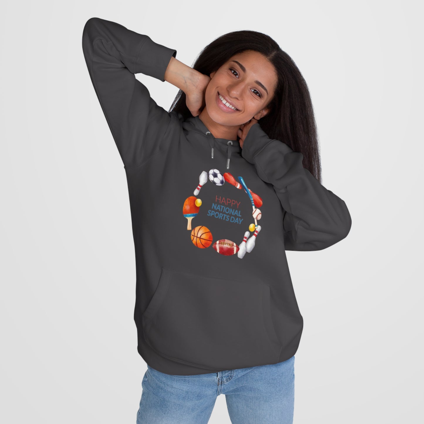 Happy Sports Day King Hooded Sweatshirt, Sports Lover Gift, Activewear, Casual Clothing, Athletic Hoodie, Sports Day Celebration