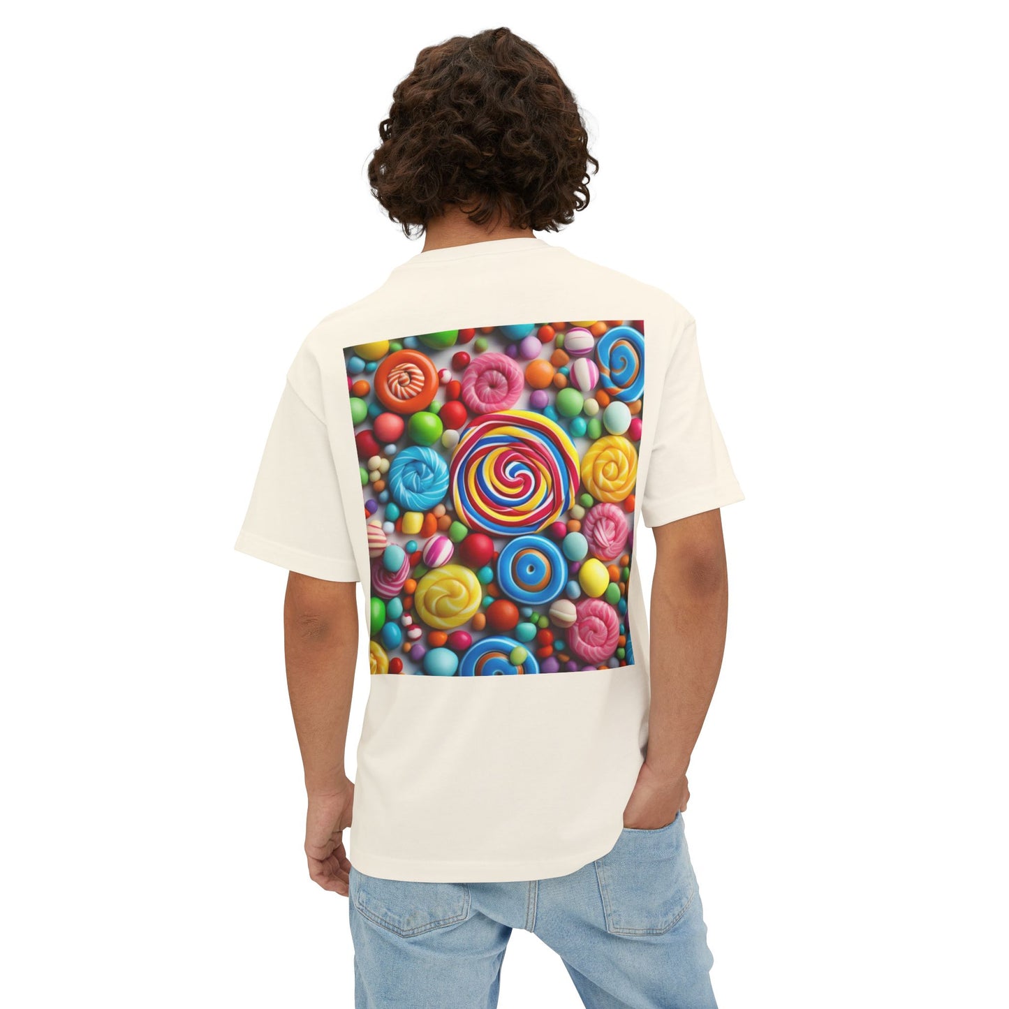 Candy-Themed  Oversized Boxy Tee, Sweet Treat Shirt, Fun Summer Tee, Trendy Casual Wear, Gift for Candy Lovers, Party Shirt, [...]