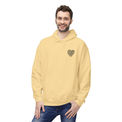 Striped Heart Fleece Hoodie - Soft, Cozy Apparel for All Seasons