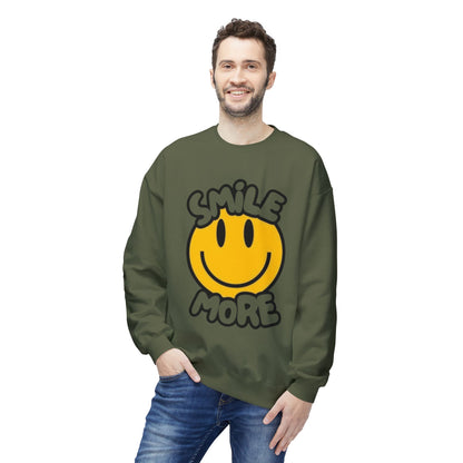 Smiley Face Fleece Crewneck Sweatshirt | Sweatshirt for Everyday Comfort, Gifts, Casual Wear, Smile More Apparel, Cozy Fashion