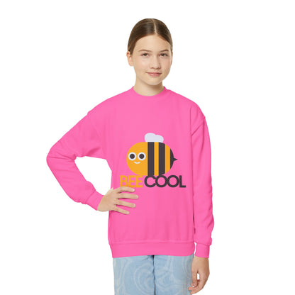 cool bee Youth Crewneck Sweatshirt, Cute Bee Sweatshirt, Kids Gift, Spring Fashion, Fun Casual Wear, Animal Themed Clothing