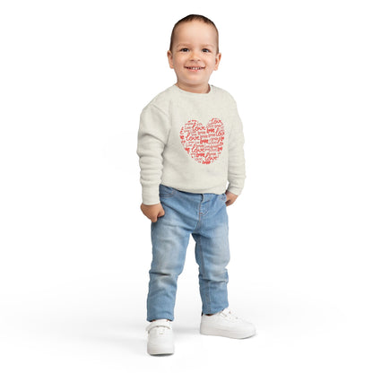 Toddler Love Heart Sweatshirt, Cute Baby Crewneck, Valentine Gift, Adorable Kids Apparel, Heart Sweatshirt for Toddlers