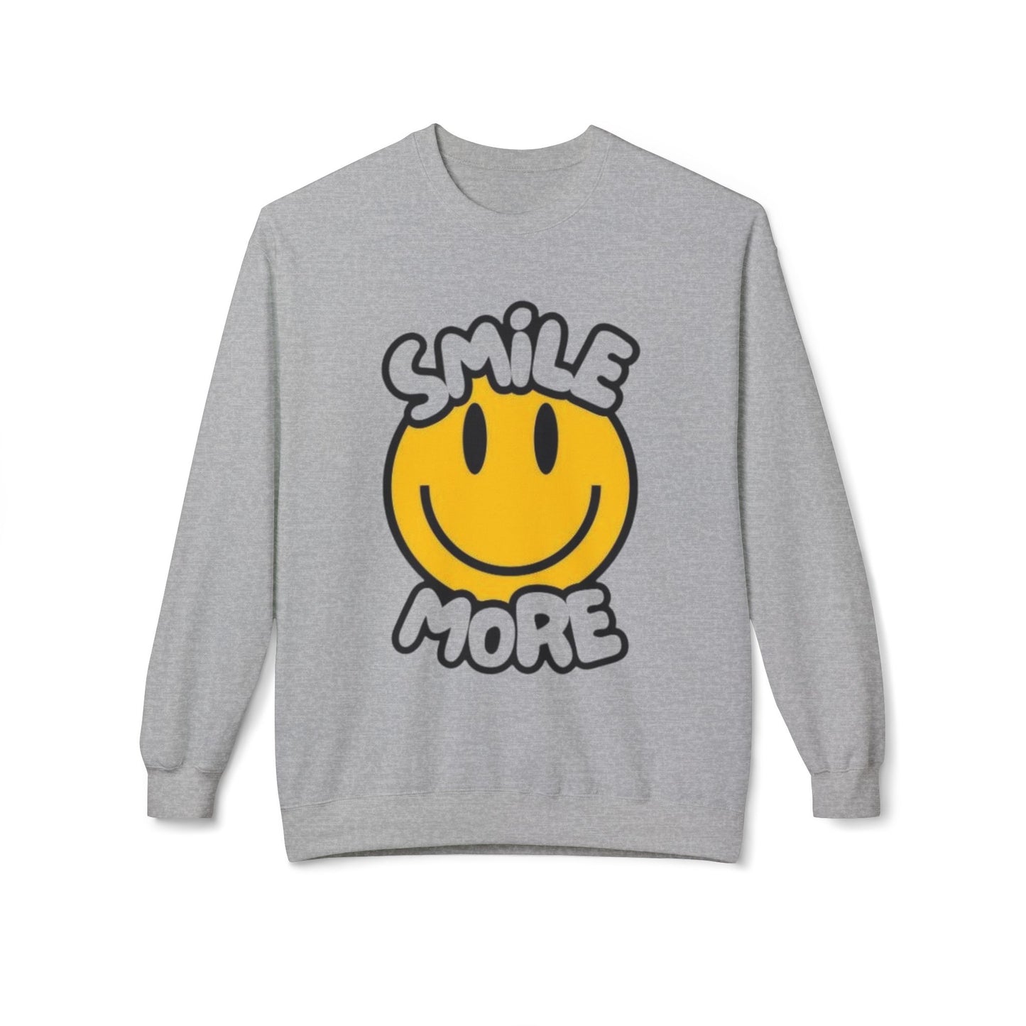 Smiley Face Fleece Crewneck Sweatshirt | Sweatshirt for Everyday Comfort, Gifts, Casual Wear, Smile More Apparel, Cozy Fashion