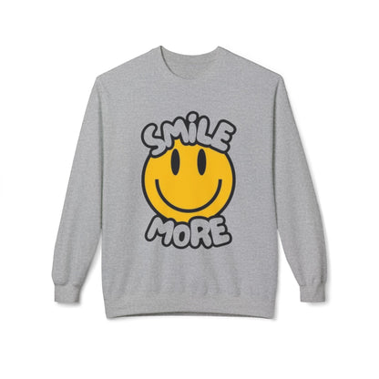 Smiley Face Fleece Crewneck Sweatshirt | Sweatshirt for Everyday Comfort, Gifts, Casual Wear, Smile More Apparel, Cozy Fashion