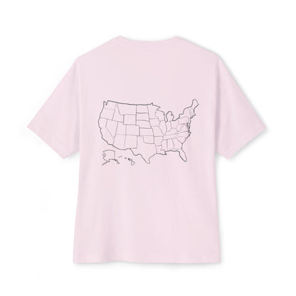 Boxy Tee with US Map Design, Comfortable Graphic Tee, Casual Wear, Gift for Travelers, Summer Outfit, Eco-Friendly Tee