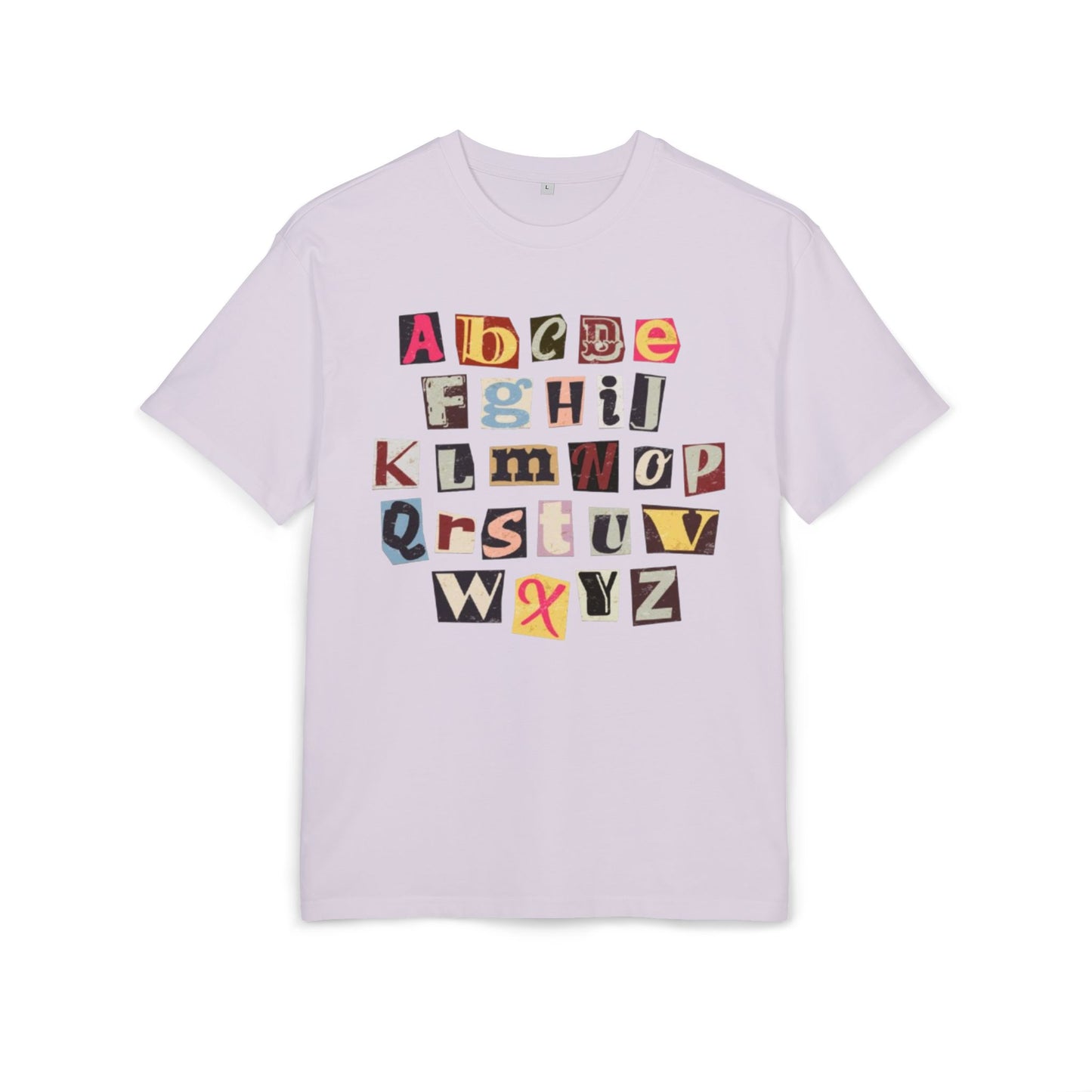 Playful Alphabet Oversize Tee, Comfortable Graphic Shirt, Casual Wear, Gift for Kids and Adults, Fun T-Shirt for Any Occasion