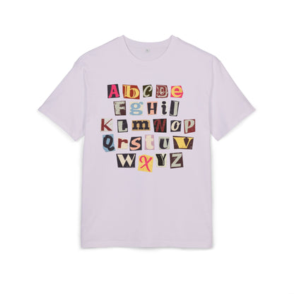 Playful Alphabet Oversize Tee, Comfortable Graphic Shirt, Casual Wear, Gift for Kids and Adults, Fun T-Shirt for Any Occasion