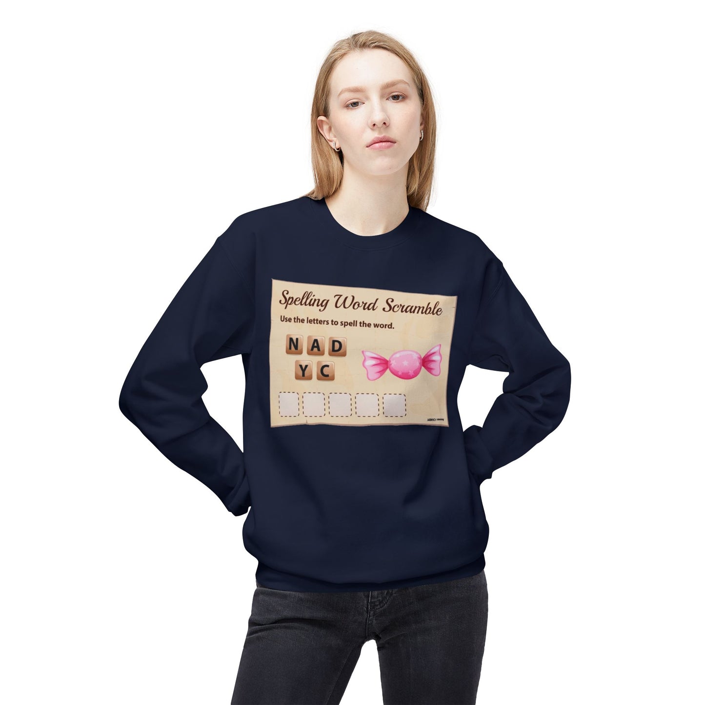 Creative Spelling Word Scramble Crewneck Sweatshirt, Fun Apparel, Unique Gift, Cozy Wear, Interactive Teaching Tool