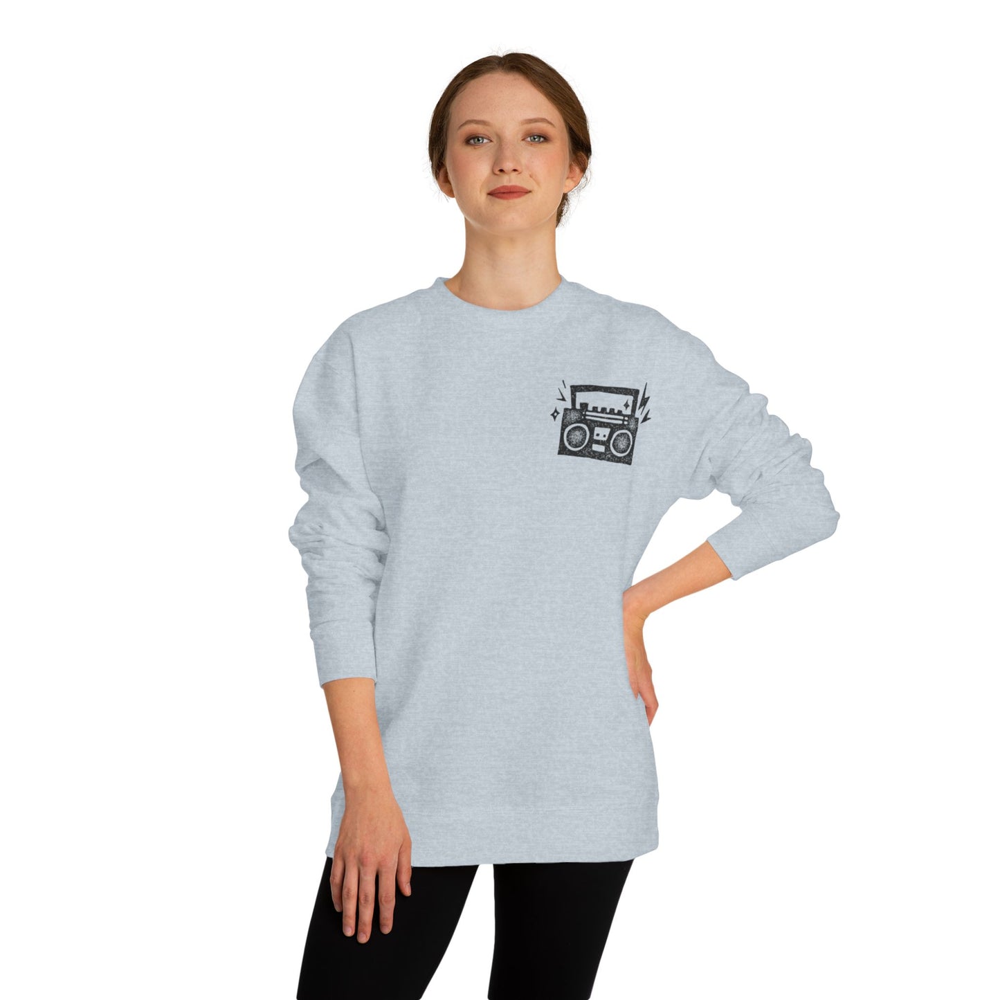 Retro Boombox Sweatshirt - Music Lover Apparel, Gift for Him,  Crew Neck, Casual Wear, Cozy Fashion